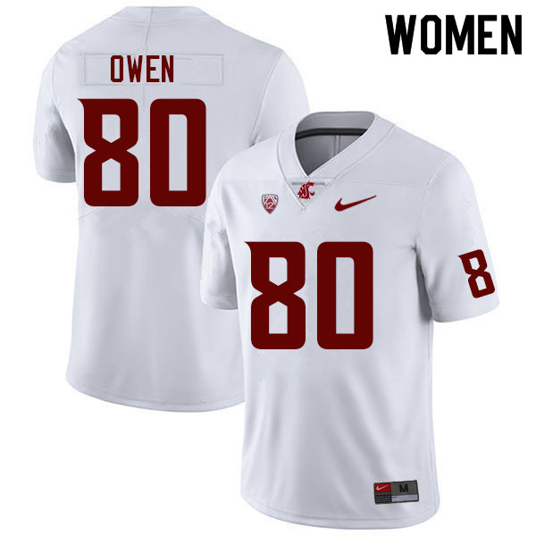 Women #80 Drake Owen Washington State Cougars College Football Jerseys Sale-White